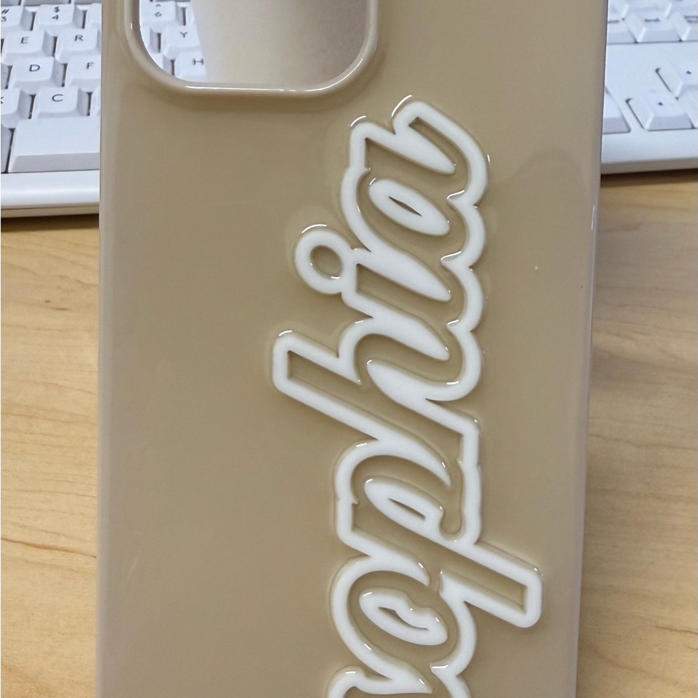 BaubleBar Tan Script Phone Case